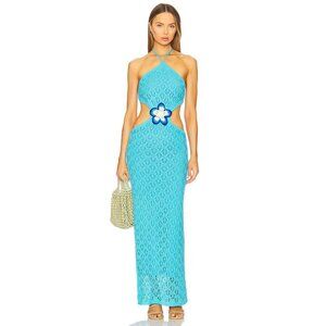 Capittana Lucinda Flower Dress in Turquoise Blue